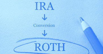 Diagram on paper. IRA to Conversion to Roth. Roth is circled.